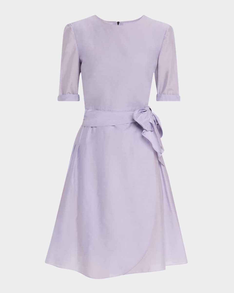 Pleated A-Line Muslin Mini Dress